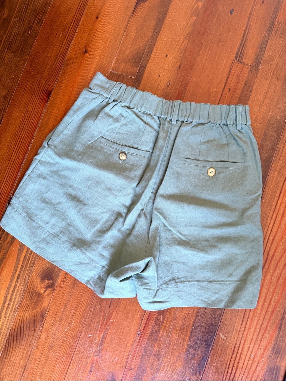ABLE Esme Linen / Cotton High Waist Shorts - Green - Size 6 - Picture 11 of 12